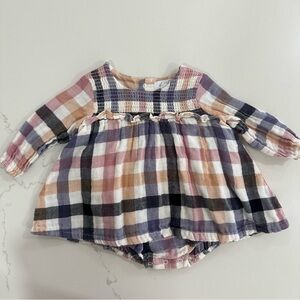Plaid Smocked Bubble Romper - Pink, Purple, Tan, Navy